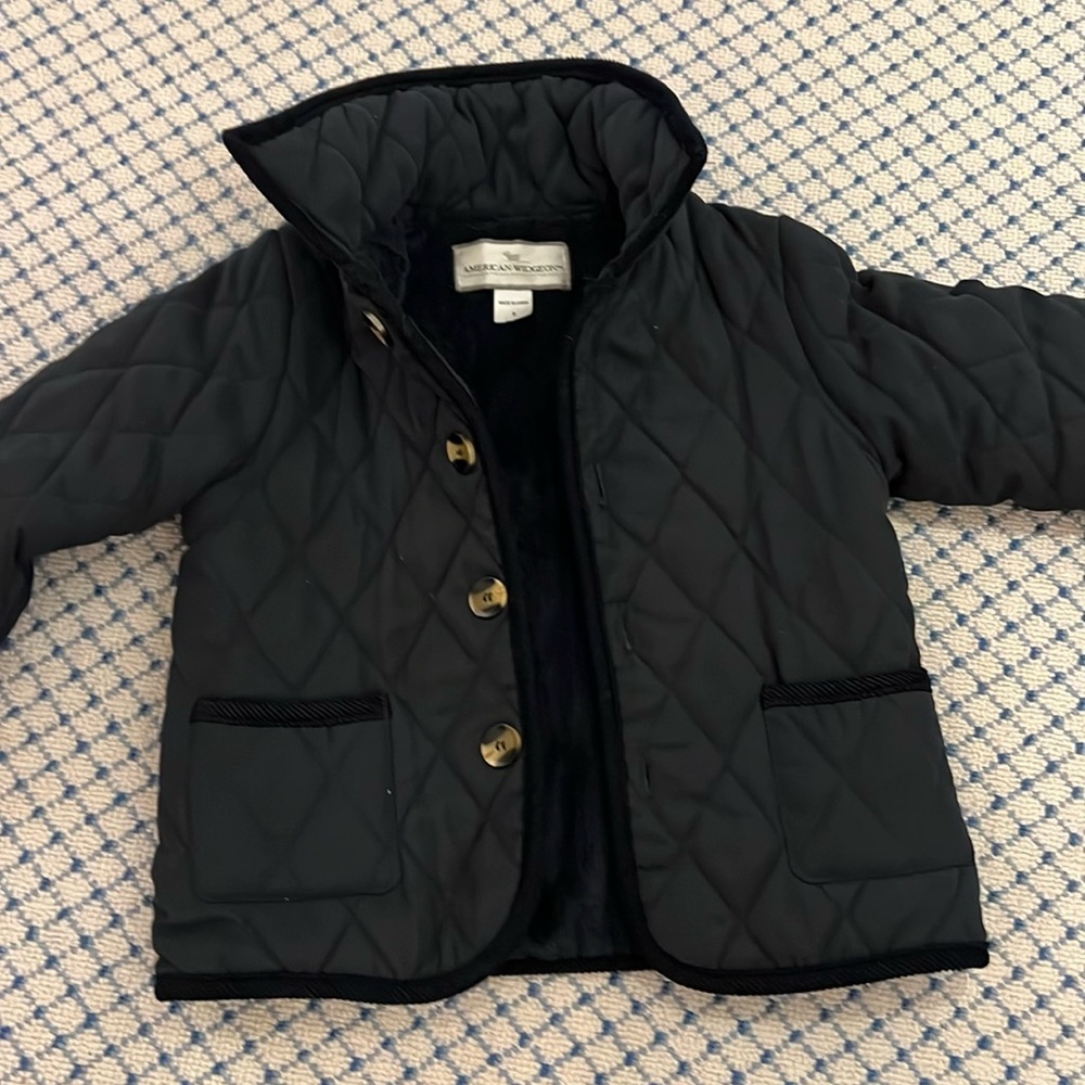 Widgets jacket, navy quilted, faux fur inside